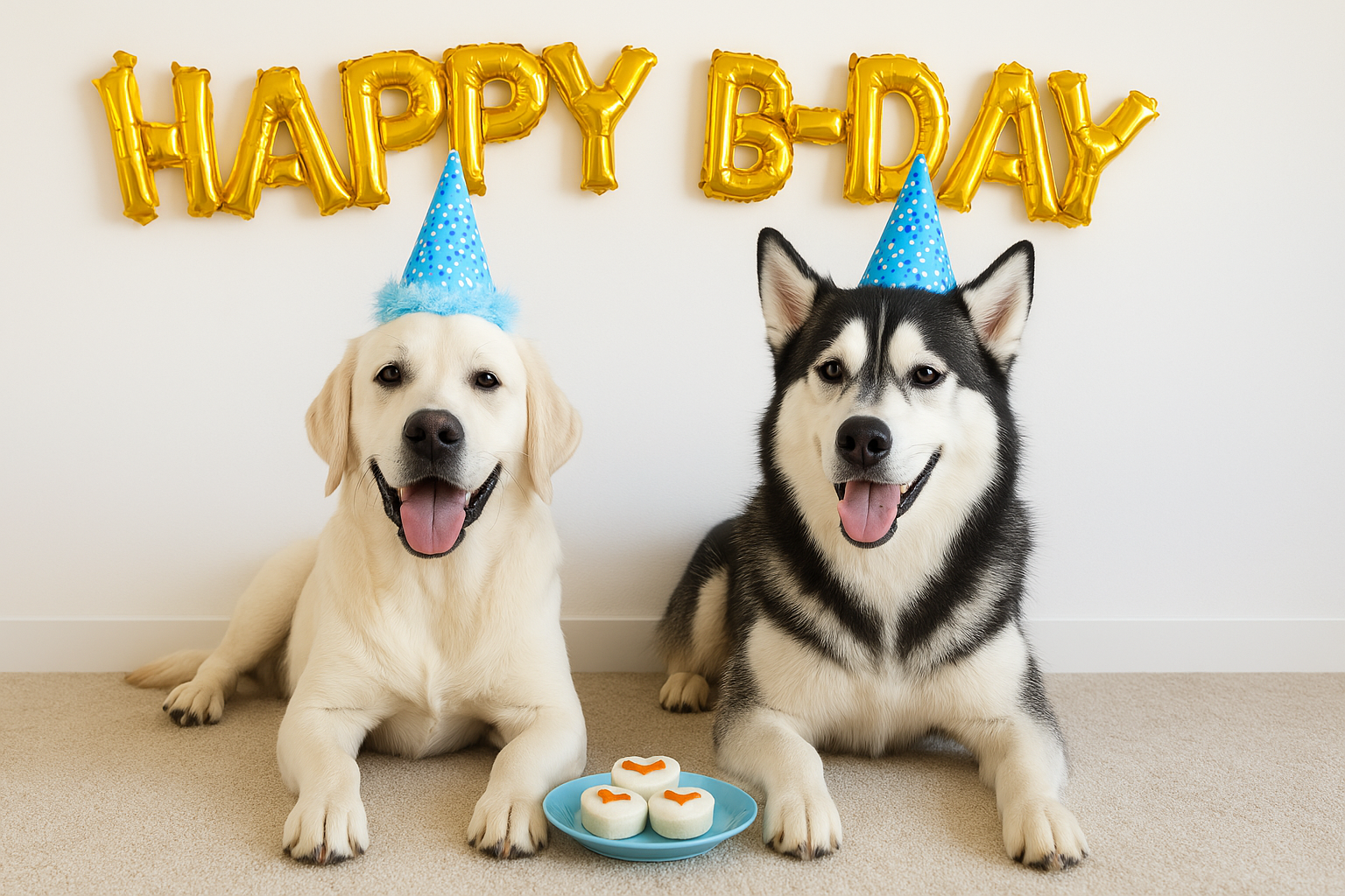 Lab & Husky in a party