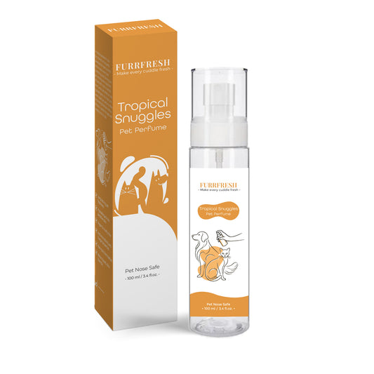 Tropical Snuggles Pet Perfume – Bottle and Mono Carton with Sweet Scent Blend for Comforting Freshness